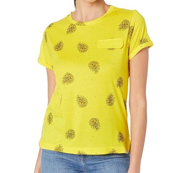 Helly Hansen Women’s size XL Lomma Yellow Pine Cone Tee Shirt - Picture 1 of 10